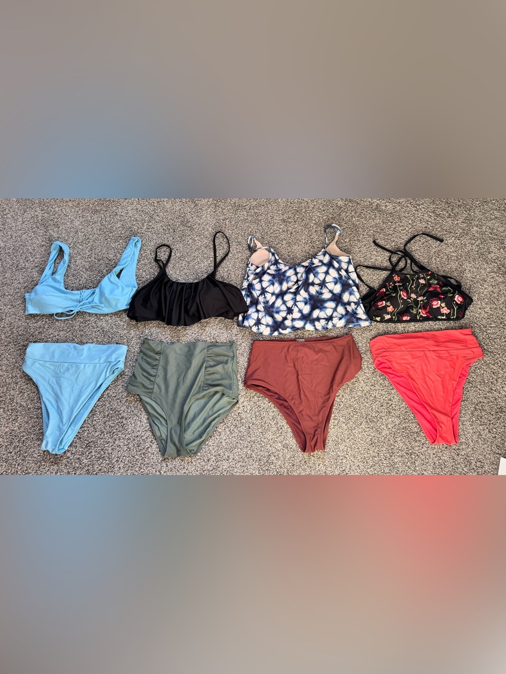 4 Mix and Match Bikini Tops High Waisted Bottom Sets Assorted Colors Aerie